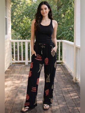 Vintage tropical fish and pineapples Pants with pockets